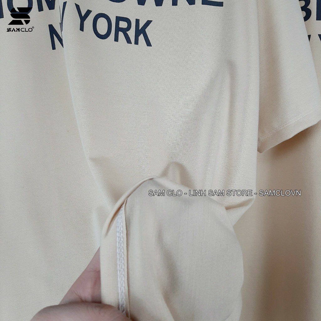 Áo thun tay lỡ nữ SAM CLO freesize phông form rộng dáng Unisex - mặc cặp, nhóm, lớp in chữ HOM BROWNE NEWYORK