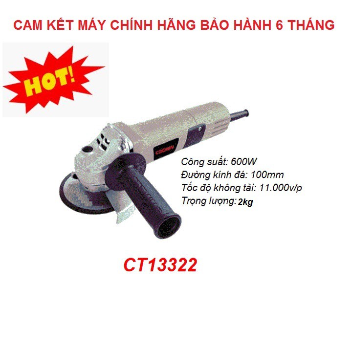 Máy Mài Góc Tặng Đĩa Cắt, Máy Cắt Crown CT13322 - CT13288 Chính Hãng ( Bảo Hành 6 Tháng )