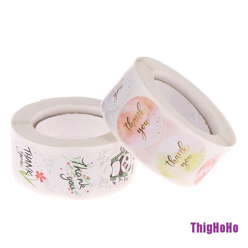Cuộn 500 nhãn dán hình tròn in chữ Thank You độc đáo