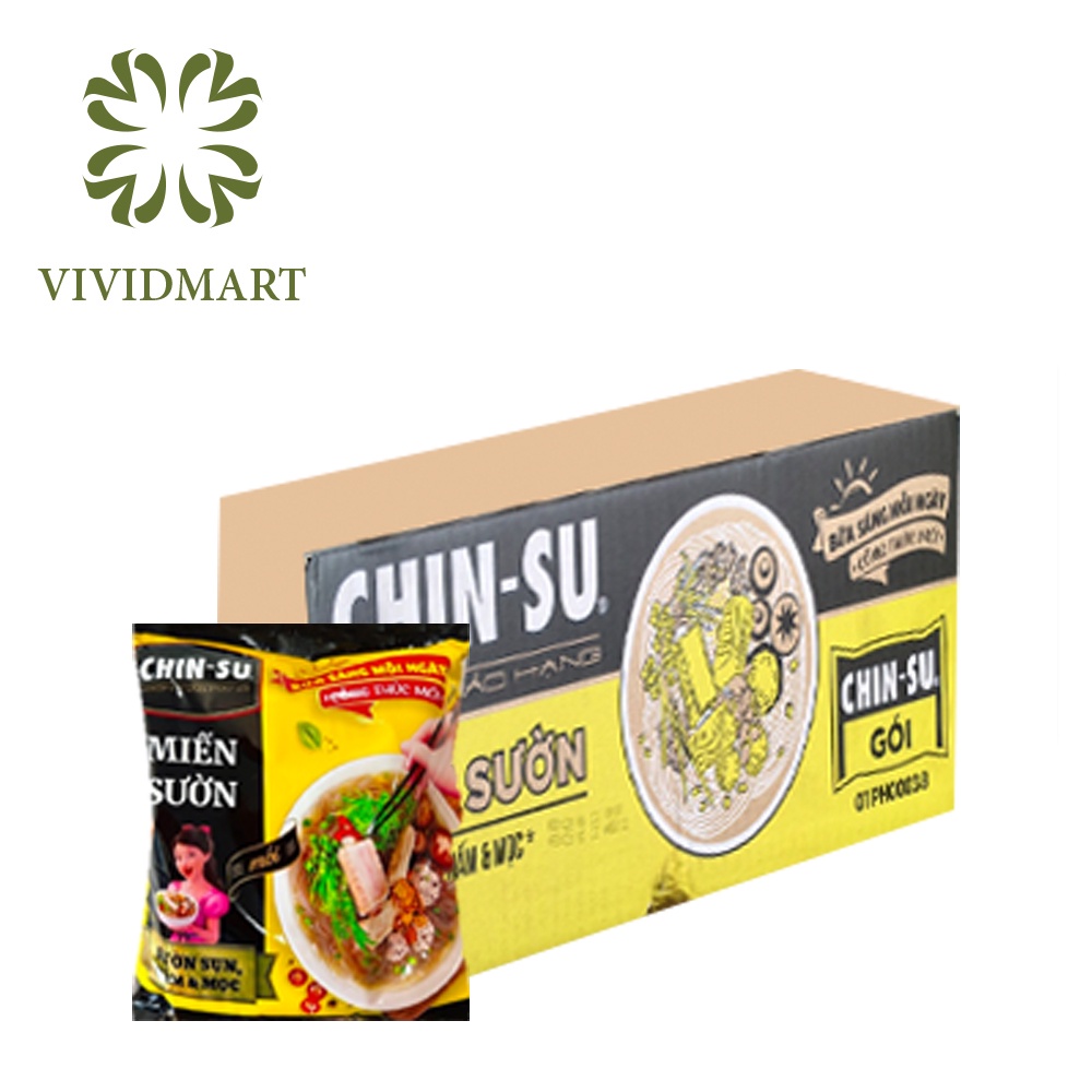 Thùng 15 gói - GÓI CHINSU CÓ THỊT THẬT 7 VỊ: HỦ TIẾU NAM VANG, BÒ KHO, BÁNH ĐA CUA, PHỞ BÒ / GÀ, MIẾN GÀ / SƯỜN – MASAN