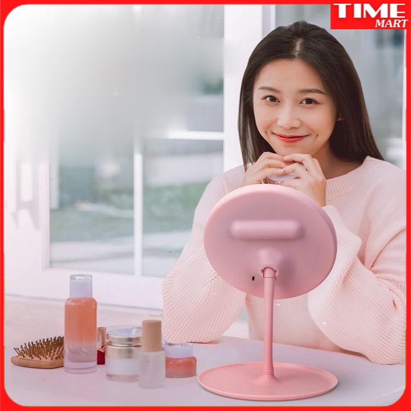 Gương Trang Điểm LED ,Có Đèn Để Bàn Cầm Tay [TIME_MART siêu thị tiện ích gia đình]