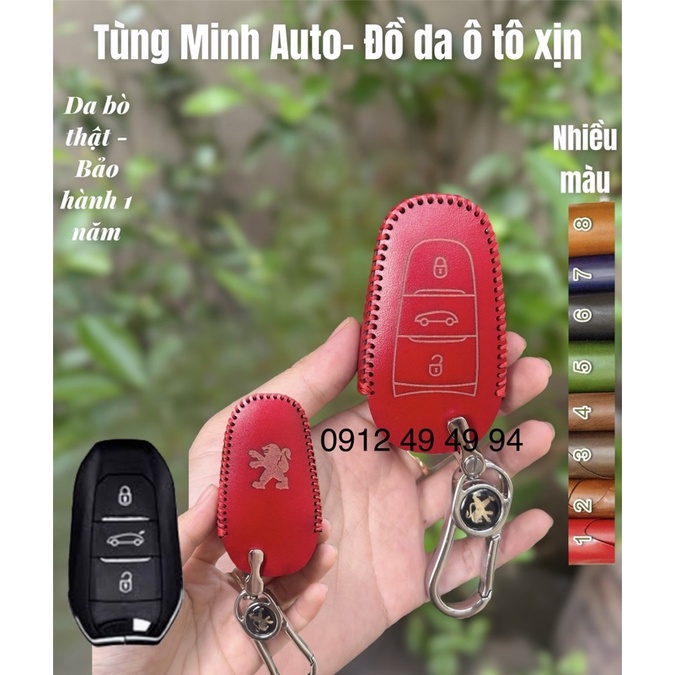Bao Da Chìa Khoá Peugeot 2008,3008,5008.bọc chìa khoá da thật