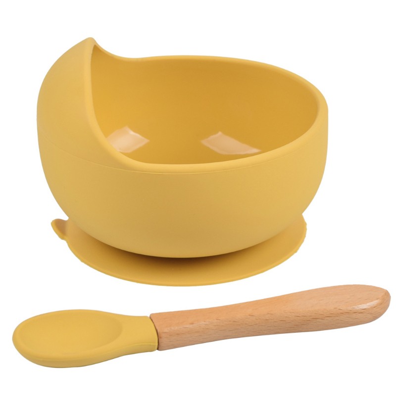 BB 2 Pcs BPA Free Silicone Waterproof Baby Suction Bowl Training Spoon Set Non-Slip Learning Feeding Dish Plate Utensils
