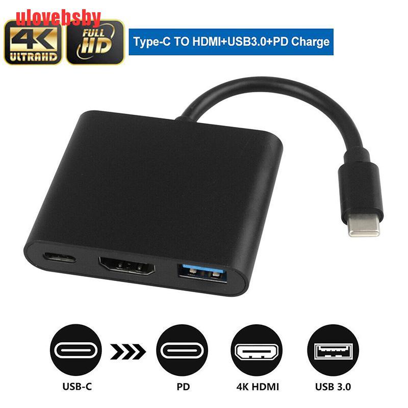 [ulovebsby]Type-c to Hdmi Triple 3 in 1 Multiport Type C to 4K HDMI Delivery Port Converter