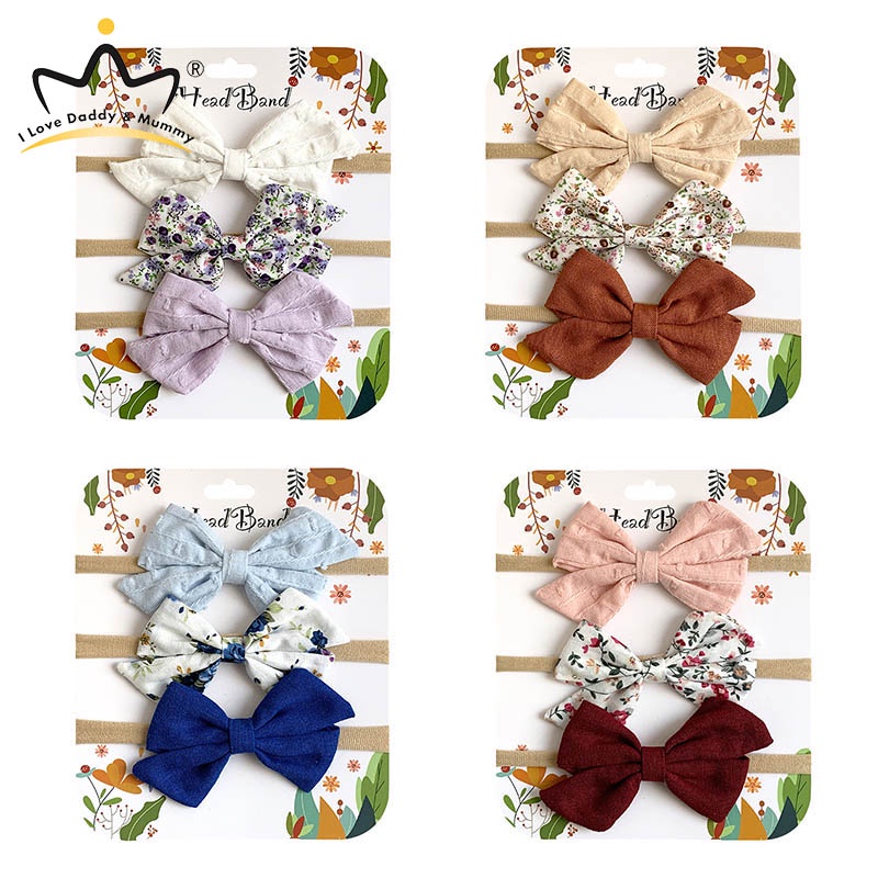 Set 3 Băng Đô Nơ Mềm Mại Xinh Xắn Cho Bé Gái