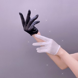 Găng Tay Nửa Bàn Vải Satin Phong Cách Lolita Gothic Cá Tính Cho Nữ