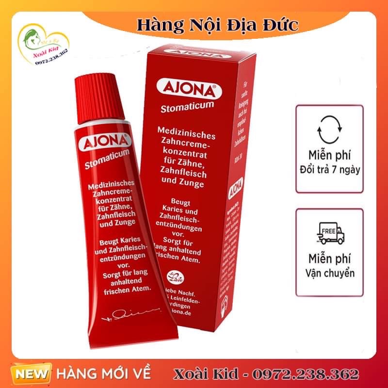 [Hàng nội địa Đức đủ bill] Kem đánh răng đỏ Ajona 25ml trị hôi miệng và cao răng