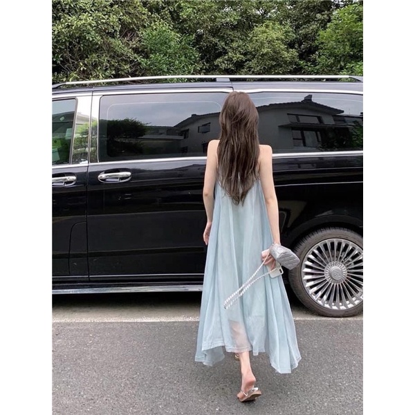 [Ảnh thật/Video]Váy maxi hai dây siêu sang Đầm voan màu xanh đi biển chất voan tơ mềm mịn | BigBuy360 - bigbuy360.vn