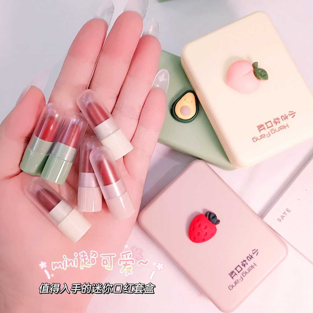 Set 5 Thỏi Son Sáp Mini Tông Nhung Lì Mềm Mịn Lâu Trôi Chống Nước 5 Màu Tùy Chọn