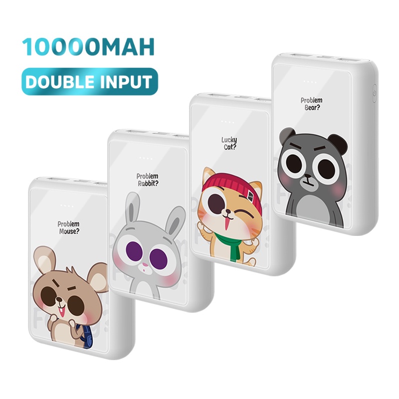 Pin dự phòng 10000mah Kivee-PI52 Cute Cartoon Power Bank Fast Charger
