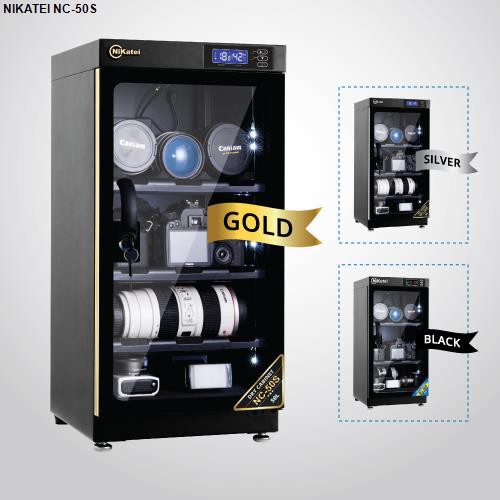 Tủ chống ẩm Nikatei NC-50S Gold -China . Tặng 01 bộ vệ sinh máy ảnh 8 in 1