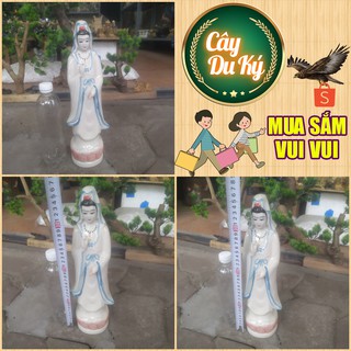 Tượng phong thủy Quan Thế Âm Bồ Tát gốm sứ Bát Tràng cao 36 cm (Đồ phong thủy mang đến may mắn & tài lộc)