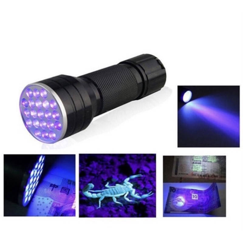 Đèn Pin UV Led 21 Bóng 395nm Soi Keo, Giấy Tờ
