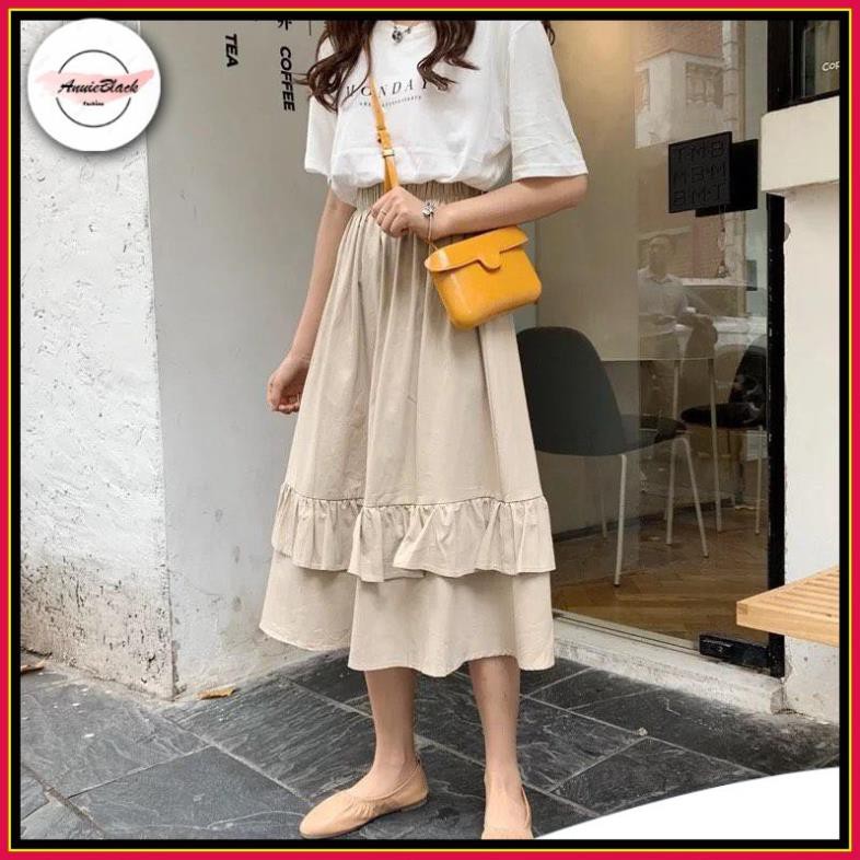 Chân Váy Midi Nữ 🦋 Chân Váy Vạt Bèo 2 Tầng 3 Màu 🦋 AB | BigBuy360 - bigbuy360.vn