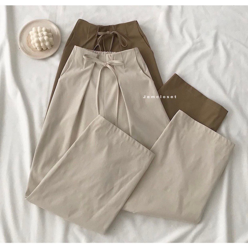 Quần Cullot suông  Rút Dây JOLIE Nữ  🌸Jeans ống rộng vintage màu ĐEN | BE | NÂU |  cá tính Ulzzang 🌸