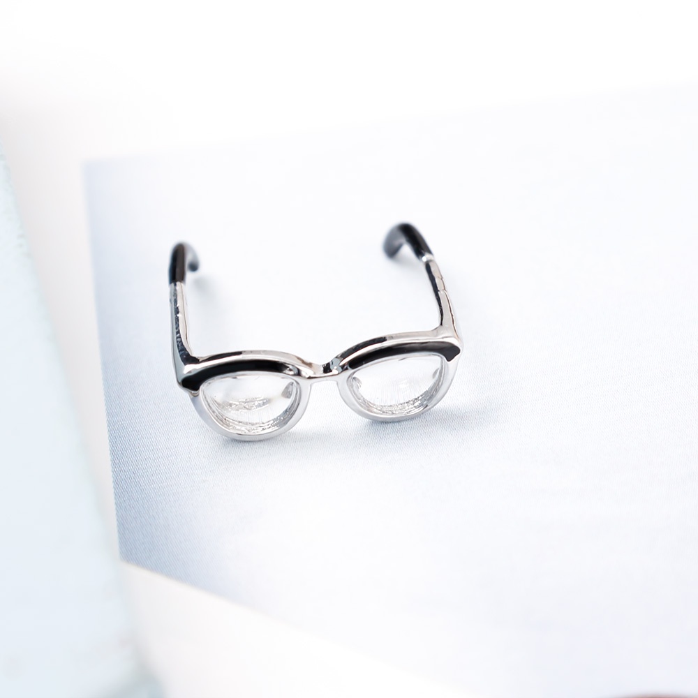 Nhẫn hở tráng men hình mắt kính đơn giản có thể điều chỉnh kích thước thời trang cho bạn gái