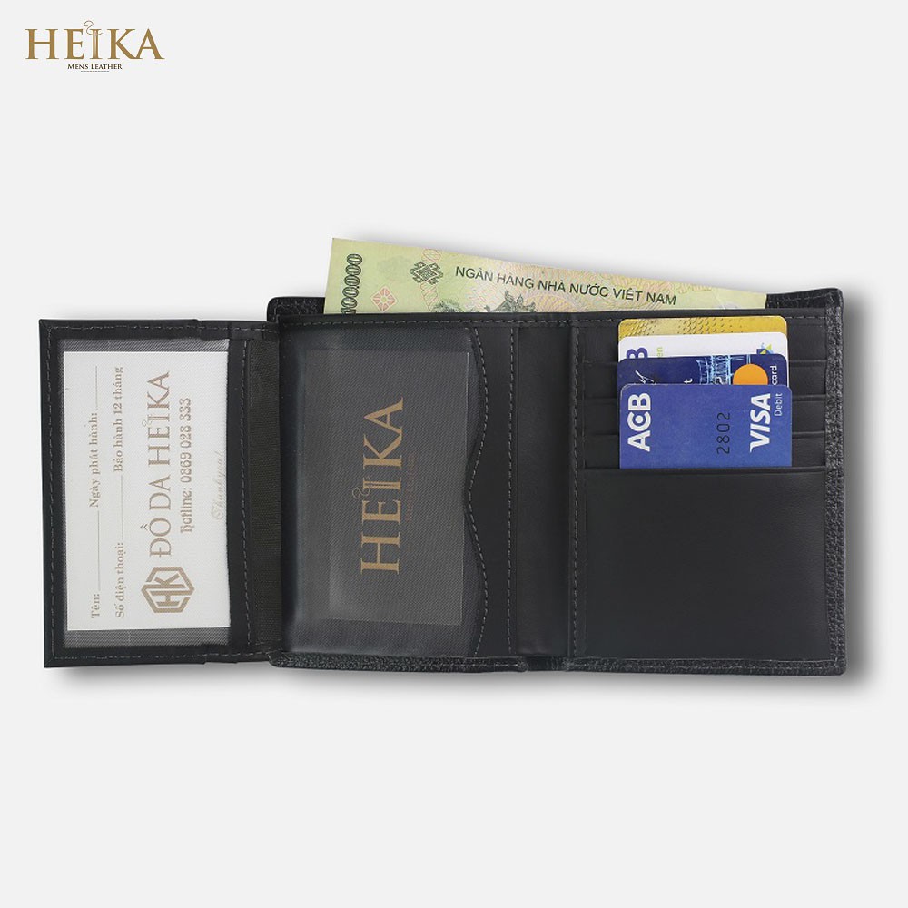 Ví bóp nam Prado da bò thật thương hiệu Heika