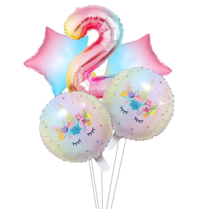 Bộ 5 bong bóng trang trí sinh nhật 7 màu cầu vồng cho trẻ