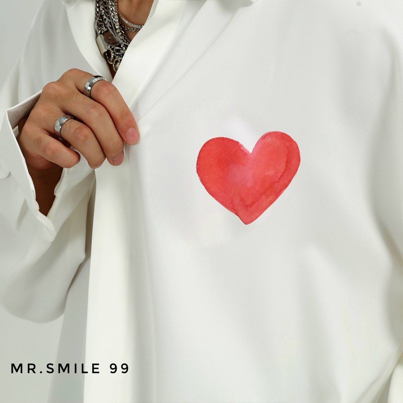 Áo Sơ Mi Basic Trắng Đen Tay dài Trái Tim Nam Nữ Unisex Mr.Smile 99 Shop