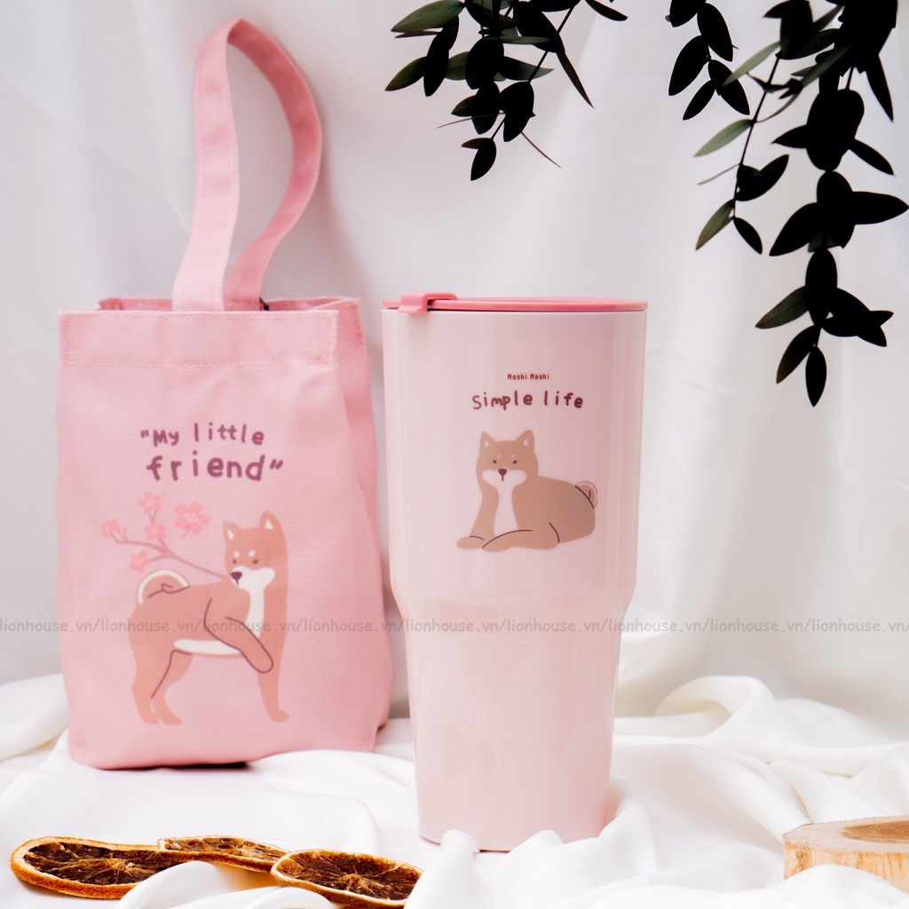 Hàng sẵn - Ly Moshi Moshi Thái Lan  Kèm Túi Vải