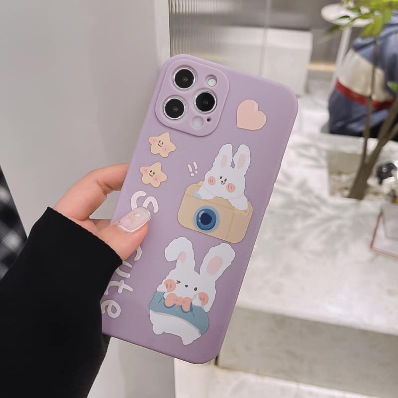 Ốp Lưng Điện Thoại Nhựa Mềm Thỏ Tím - CAS2167