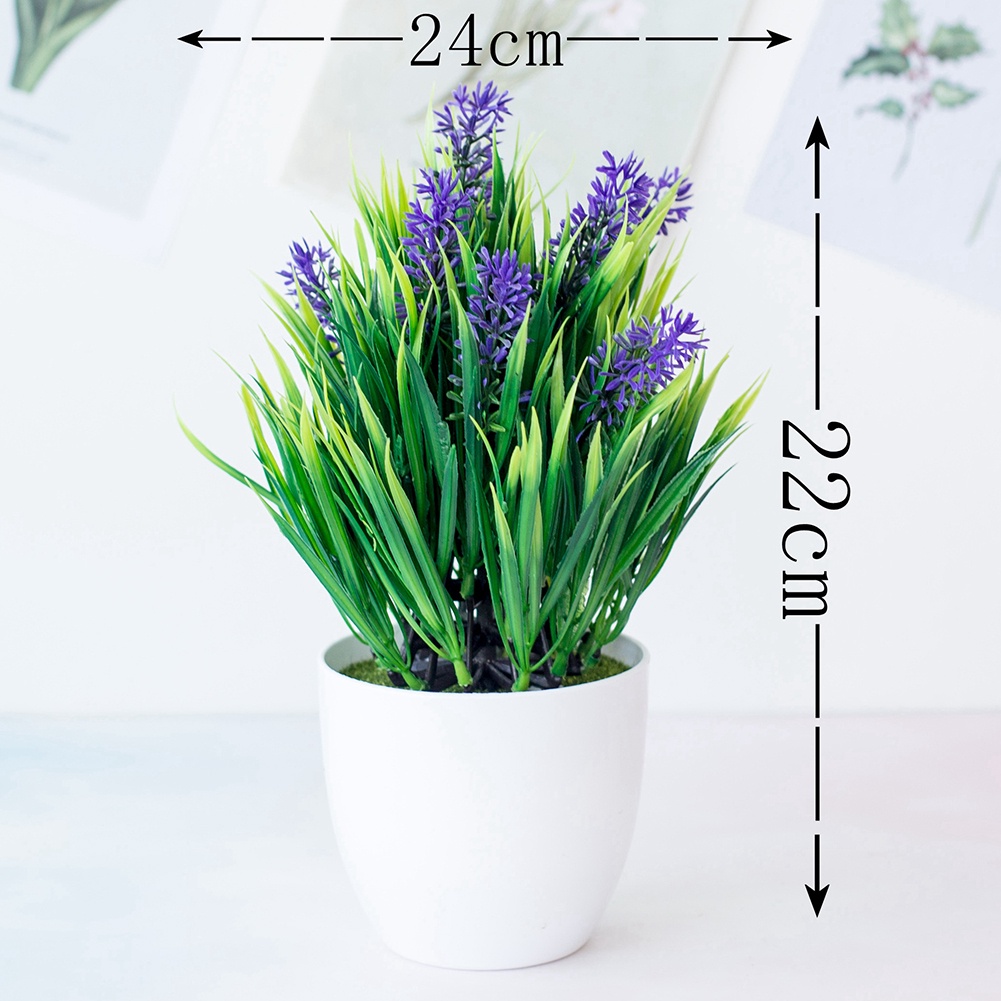 Chậu hoa oải hương nhân tạo trang trí bàn làm việc/ tiệc cưới