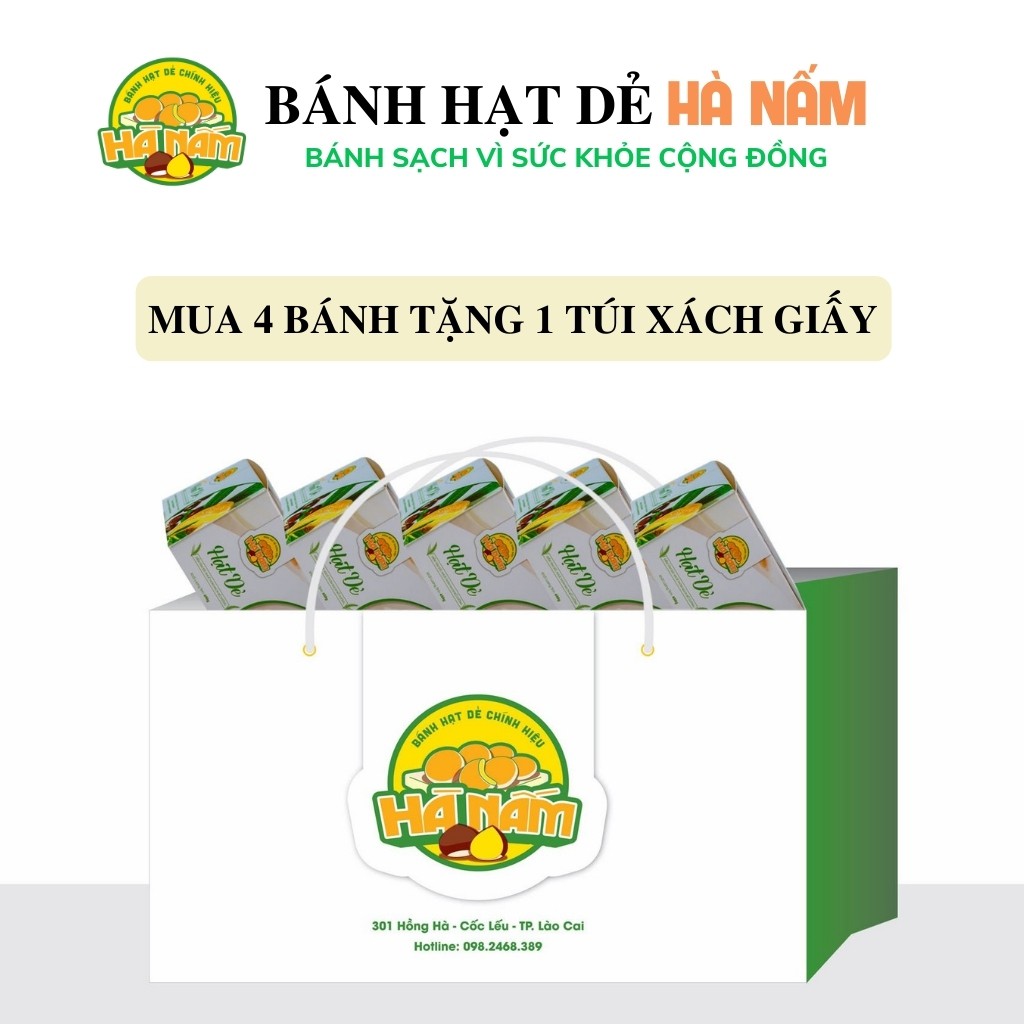 Bánh Hạt Dẻ BANHHN04 Bánh Hạt Dẻ Hà Nấm Chính Hiệu Đặc Sản Lào Cai Siêu Ngon Thơm Bùi Không Béo Combo 4 Hộp Tặng Kèm Túi