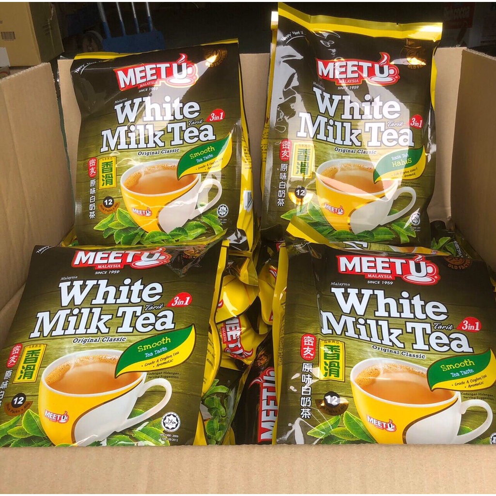 Trà Sữa Tự Pha  Malaysia  Meet U White Milk Tea 3 in 1 Túi 480g (12 túi )
