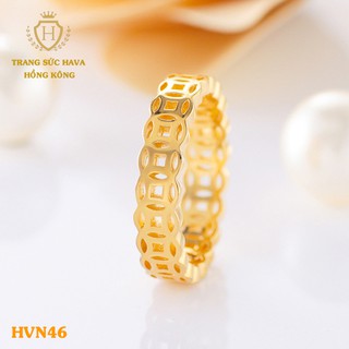 Nhẫn Nữ, Nam Kim Tiền May Mắn Tài Lộc Xi Mạ Vàng Non Cao Cấp - Trang Sức Hava Hong Kong - HVN46