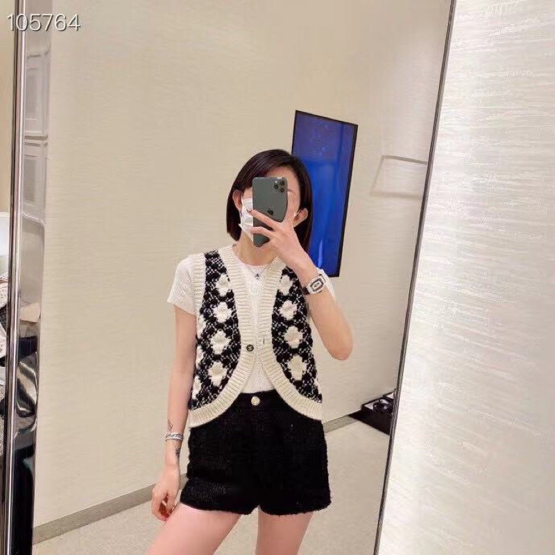 Áo gile nữ dáng vừa hoạ tiết vintage thương hiệu thời trang cao cấp Channel 𝘾𝙝𝙖𝙣𝙚𝙡 CN