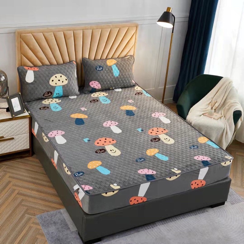 SÉT GA GỐI NỈ NHUNG TUYẾT SỮA TRẦN TRÁM HÀNG DÀY LOẠI 1