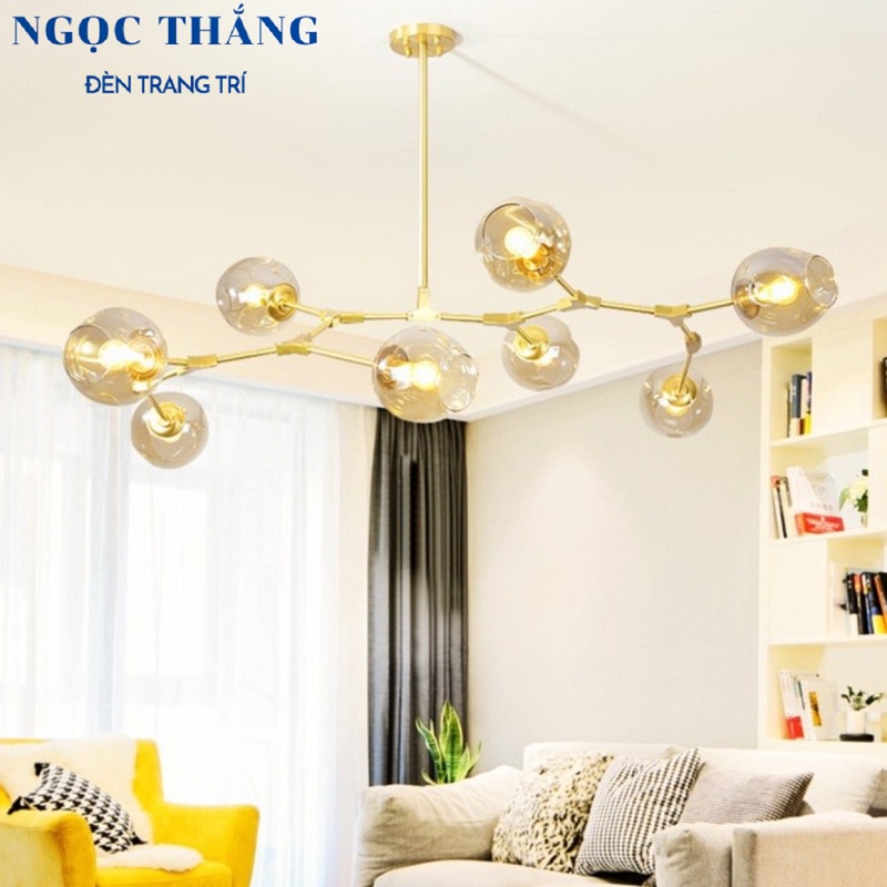 Đèn thả trần 8 bóng cao cấp trang trí phòng khách phòng ngủ bàn ăn T882/8 Ngọc Thắng (Kèm 8 bóng Led
