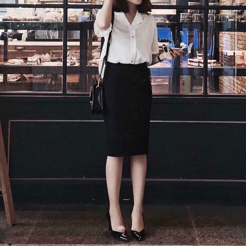 [LEEXSTORE] Chân váy thun ôm đen có sẳn chất đẹp size S,M