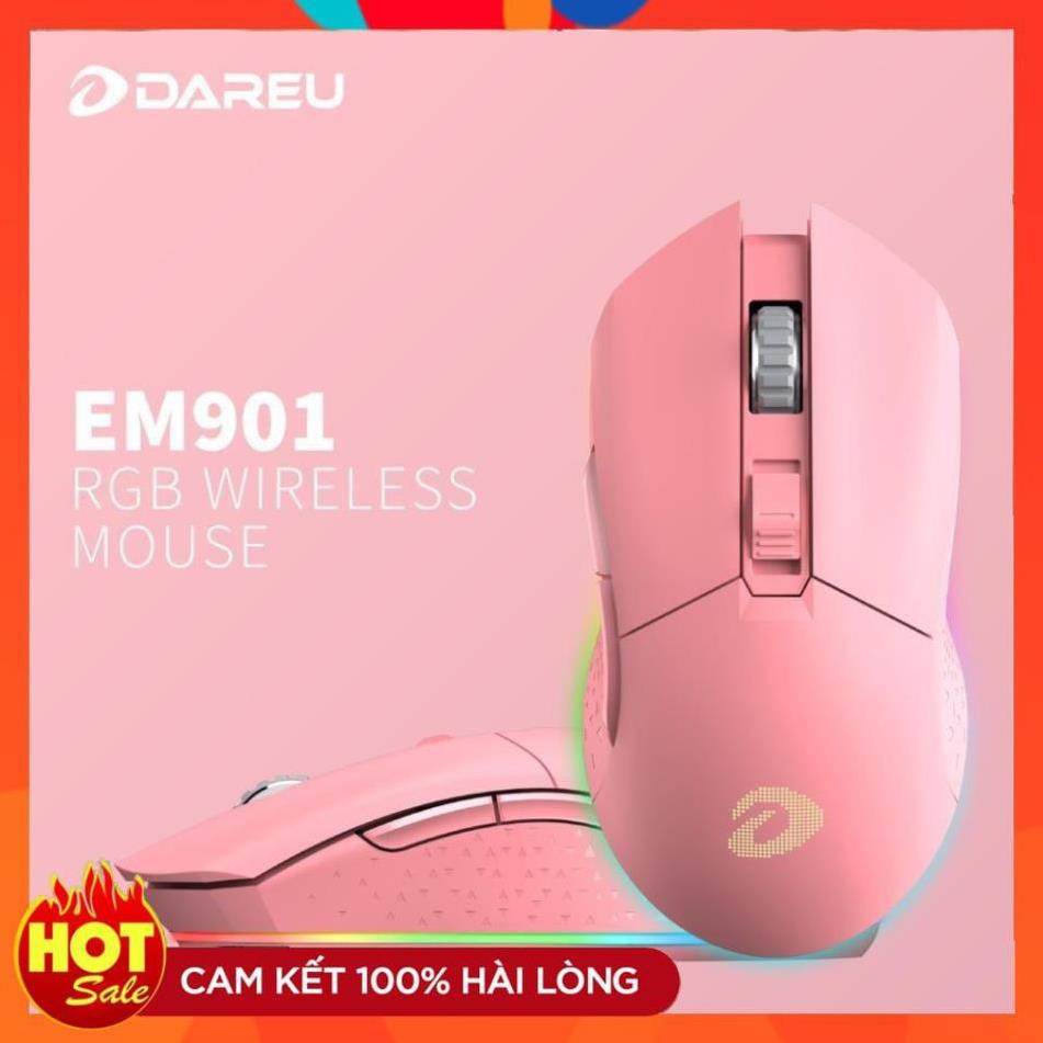 [Chính Hãng] Chuột máy tính Gaming DareU EM901 RGB WIRELESS Pink/Black(PB Nâng cấp EM905 Pro)-Bảo hành 24 tháng