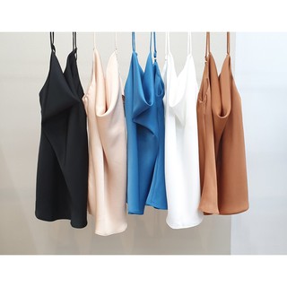 Áo lụa cổ đổ hai dây GA015 - Genni