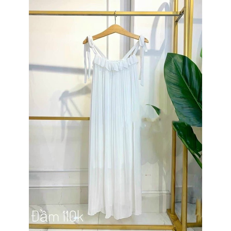 MAXI BÈO XẾP LY 2 DÂY FORM RỘNG XUÔNG DẬP LY SUÔNG FREESIZE ĐẦM BẦU | BigBuy360 - bigbuy360.vn