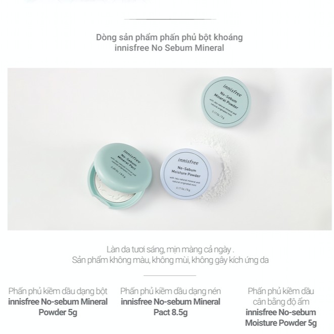 [Mã COSIF12 giảm 10% đơn 400K] Phấn phủ kiềm dầu & dưỡng ẩm dạng bột innisfree No Sebum Moisture Powder 5g | BigBuy360 - bigbuy360.vn