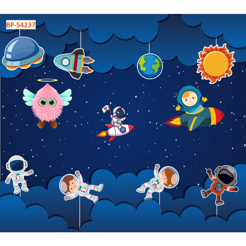 Tranh Dán Tường Trẻ Em 3D Nhiều Chủ Đề BẦU TRỜI, PHI HÀNH GIA KHÁM PHÁ BẦU TRỜI