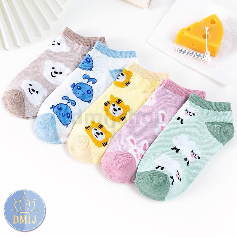 Set 5 đôi tất nữ cổ thấp nhiều màu vớ nữ cổ thấp họa tiết nhiều thú T94