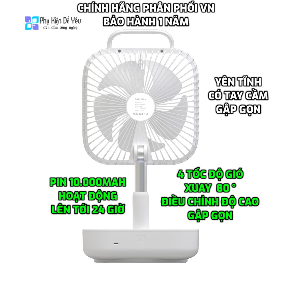 Quạt Tích Điện Gấp Gọn Switcheasy SwitchFan [CHÍNH HÃNG PHÂN PHỐI, BẢO HÀNH 1 NĂM]