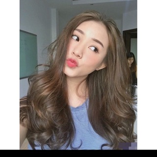 Thuốc Nhuộm Tóc màu Nâu Rêu + kèm trợ dưỡng , gang tay ( k cần tẩy )