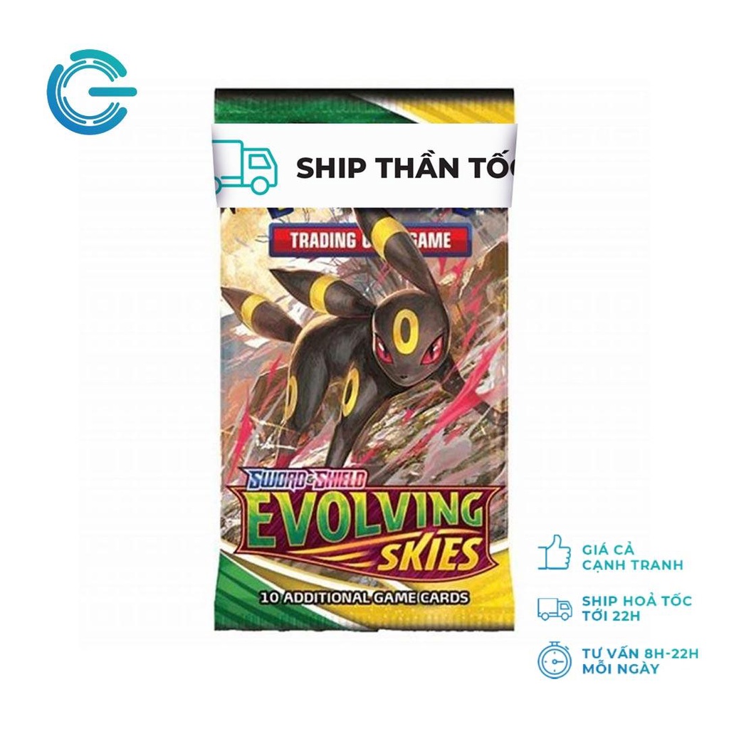 Một gói thẻ bài pkm tcg sword and shield evolving skies booster pack build deck bản tiếng anh Gamestop.vn POKTCGUSBP30