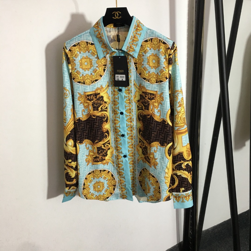 Áo sơ mi nữ thời trang cao cấp Versace thiết kế họa tiết retro