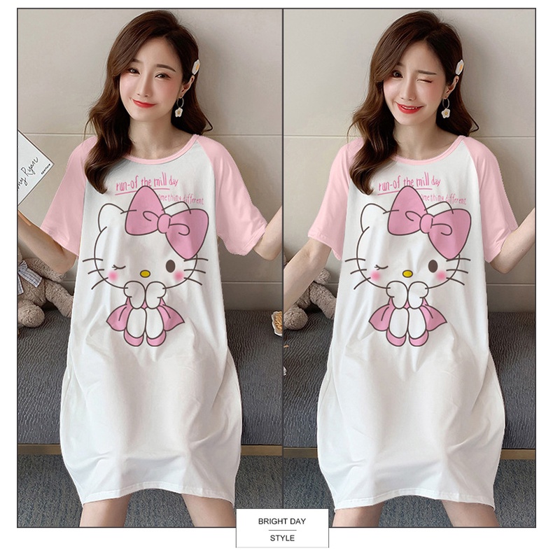 Váy đầm dáng suông mặc ở nhà hình Hello Kitty