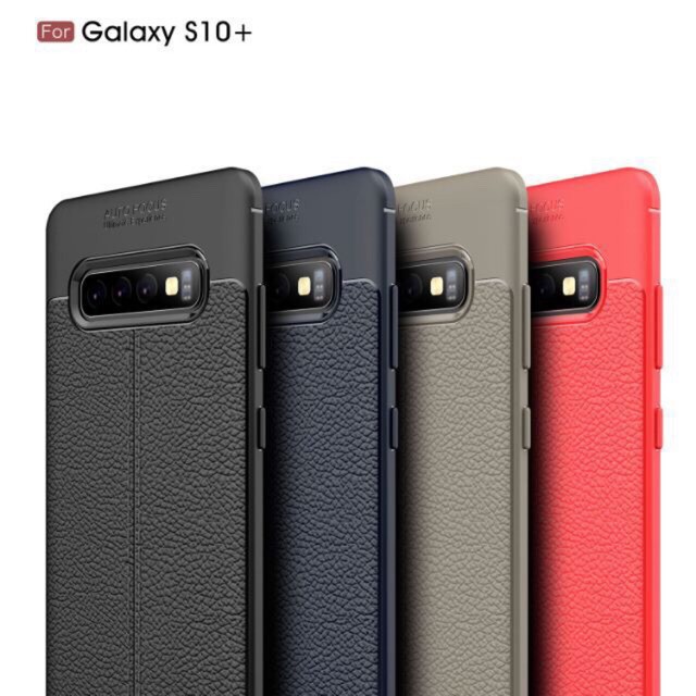 Ốp Lưng Silicon Vân Da Auto Focus Cho Samsung Galaxy S10 Plus