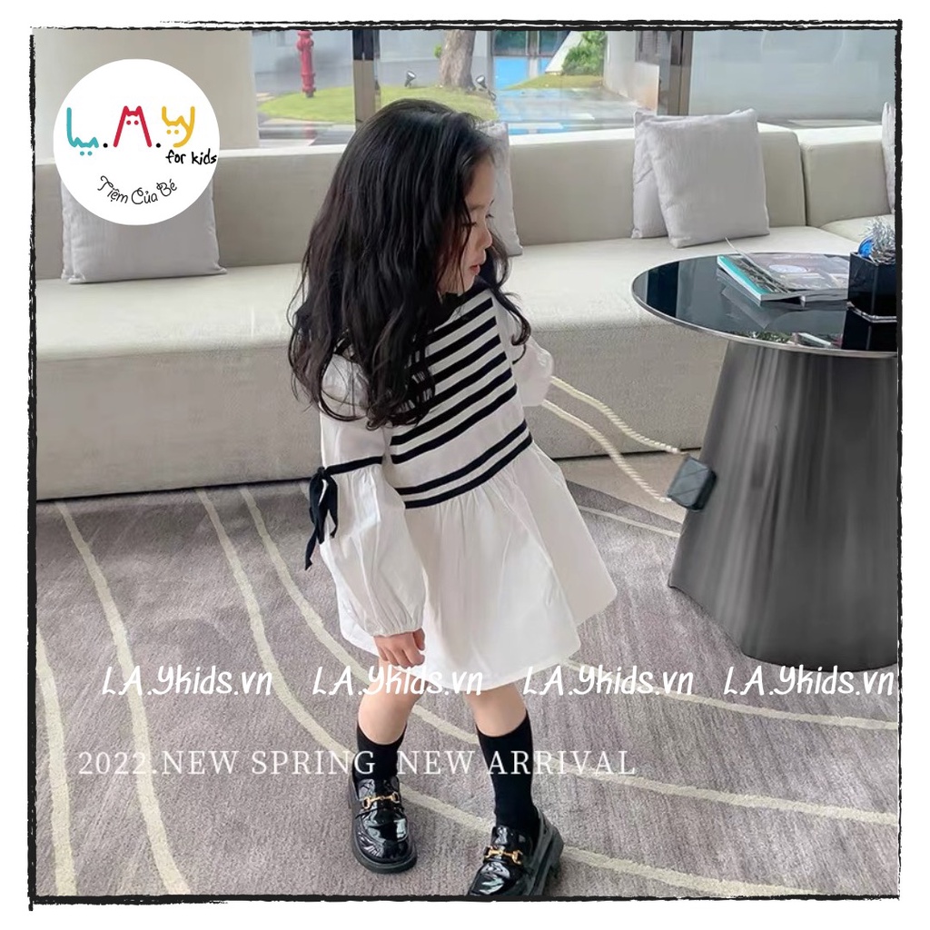 Áo Đôi Sơmi Bé Trai Áo Váy Bé Gái Cải Kẻ Đen Trắng L.A.Y kids