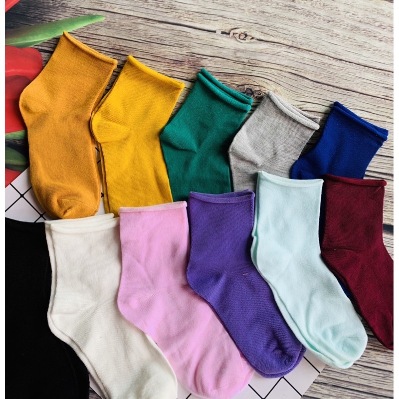 Tất len trơn cổ chùn nhiều màu