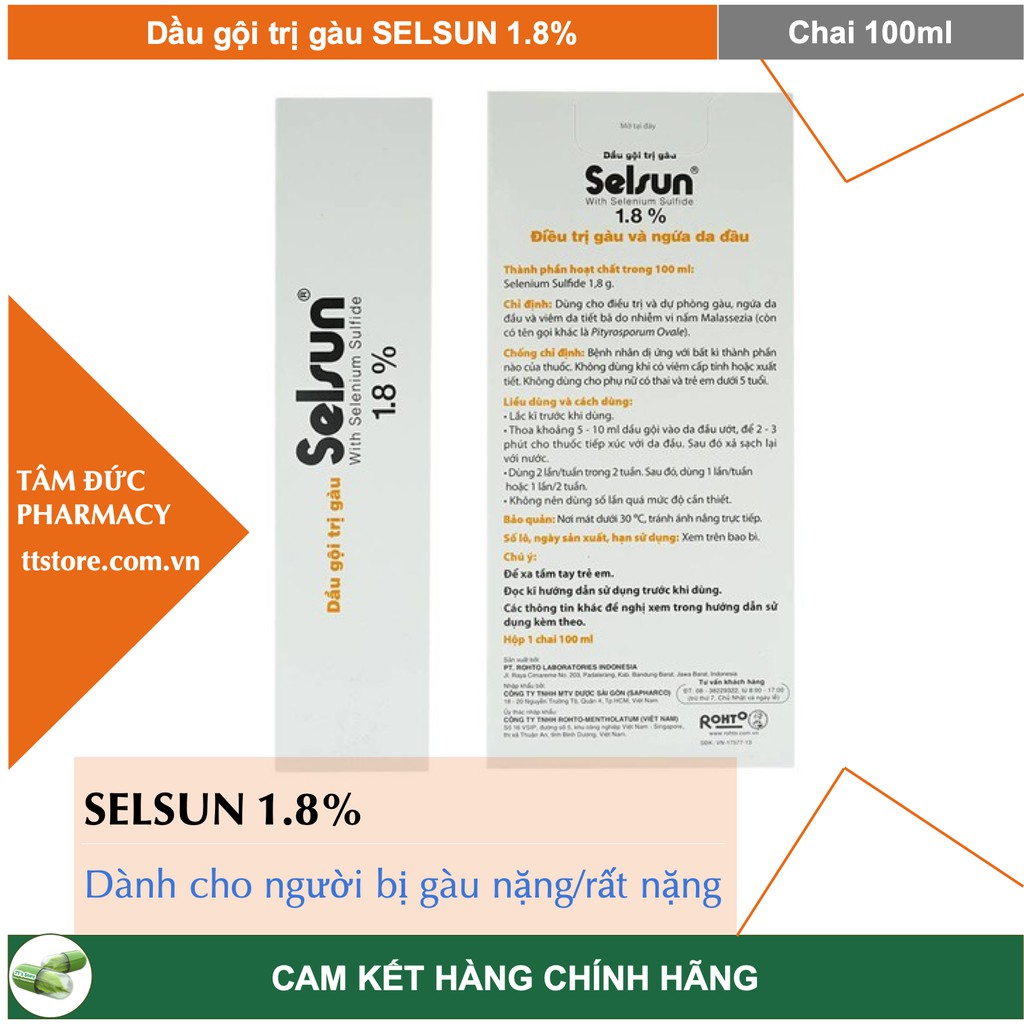 DẦU GỘI XẢ SELSUN - SELSUN 1.8% - Dầu gội sạch gàu Selsun 1,8% 100Ml chính hãng