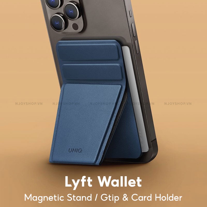 Ví Đựng Thẻ Uniq Lyft Hỗ Trợ Hít Nam Châm Từ Tính Không Dây Kiêm Giá Đỡ Da Tổng Hợp Tặng Miếng Dán Nam Châm Njoyshop