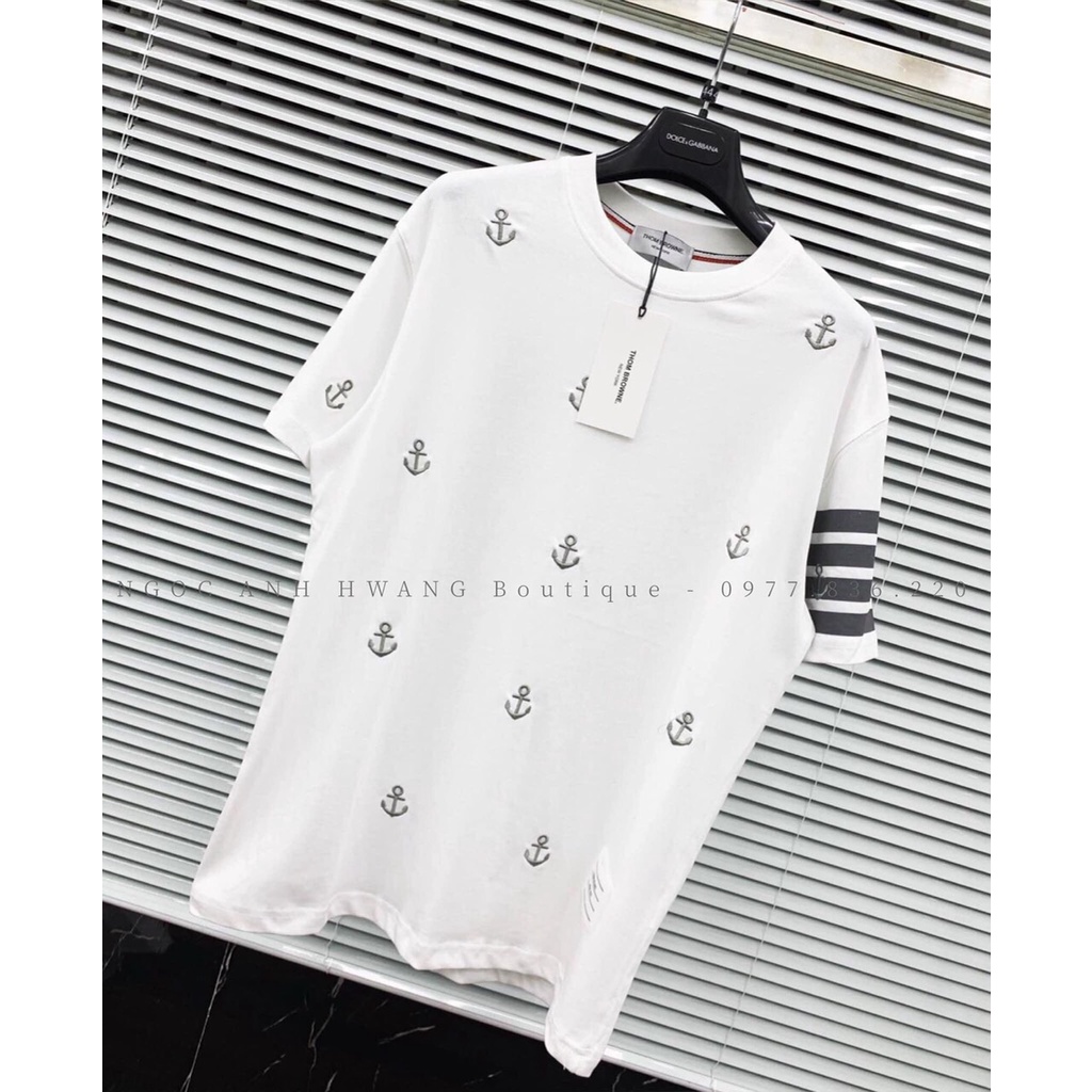 Áo Thun Thom Mỏ Neo 4 Sọc Viền Tay Lỡ unisex siêu hot 2022 - ZADOLA FASHION